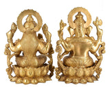 White Whale Brass Laxmi Ganesh Set Idol Showpiece - Brass Gold Finish Lakshmi Ganesha Idols Statue for Diwali Gifts Puja Home Decor Figurine