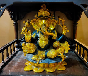White Whale Lord Ganesh Idol Large Ganesha Brass Statue-Hindu Success God Sculptures - 22 Inches