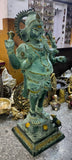 White Whale Lord Standing Ganesha Brass Statue Religious Strength God Sculpture Idol - 50 Inches