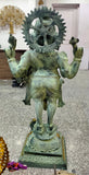 White Whale Lord Standing Ganesha Brass Statue Religious Strength God Sculpture Idol - 50 Inches