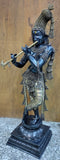 White Whale Brass Standing Lord Krishna Idol Bhagwan Large Statue Antique Murti for Home Decor Pooja Room - 35 Inch