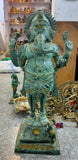White Whale Lord Standing Ganesha Brass Statue Religious Strength God Sculpture Idol - 50 Inches