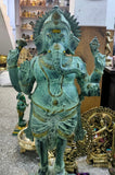 White Whale Lord Standing Ganesha Brass Statue Religious Strength God Sculpture Idol - 50 Inches