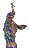 White Whale Brass Peacock Oil Lamp DIya Home Decor - 20 Inches