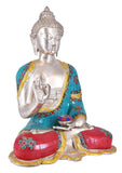 White Whale Brass Buddha Statue Yoga Mudra Statue for Home Decor Entrance Office Table Living Room Meditation Luck Gift Feng Shui
