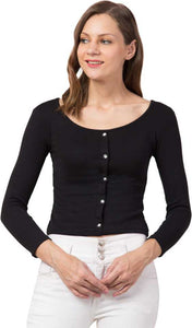 Whitewhale Casual Regular Sleeves Solid Women Black Top