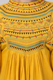 Whitewhale Casual Flared Sleeves Embroidered Women Mustard Top