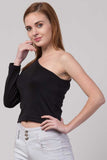 Whitewhale Casual Regular Sleeves Solid Women Black Top