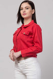 Whitewhale Full Sleeve Solid Women Denim Red Jacket