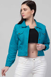 Whitewhale Full Sleeve Solid Women Denim Cool Blue Jacket