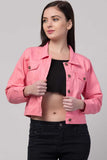 Whitewhale Full Sleeve Solid Women Denim Baby Pink Jacket