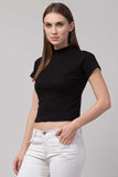 Whitewhale Casual Regular Sleeves Solid Women Black Top