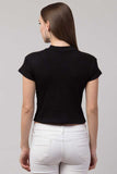 Whitewhale Casual Regular Sleeves Solid Women Black Top