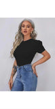 Whitewhale Casual Puff Sleeves Solid Women Black Top
