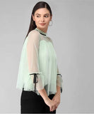 Whitewhale Casual Regular Sleeves Solid Women Light Green Top