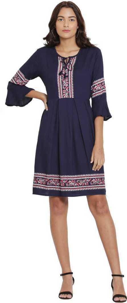 Whitewhale Women A-line Navy Dress