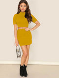 Whitewhale Women Two Piece Yellow Dress