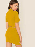 Whitewhale Women Two Piece Yellow Dress