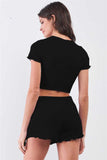 Whitewhale Women Two Piece Black Dress