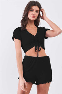 Whitewhale Women Two Piece Black Dress