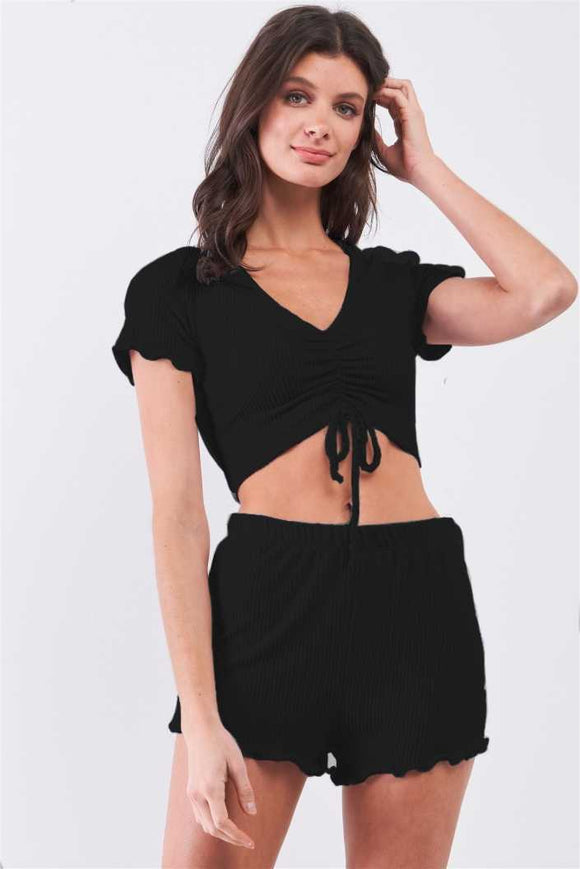 Whitewhale Women Two Piece Black Dress