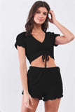 Whitewhale Women Two Piece Black Dress