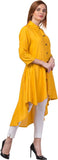 Whitewhale Women Solid Rayon High Low Mustard Kurta Dress