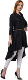 Whitewhale Women Solid Rayon High Low Black Kurta Dress