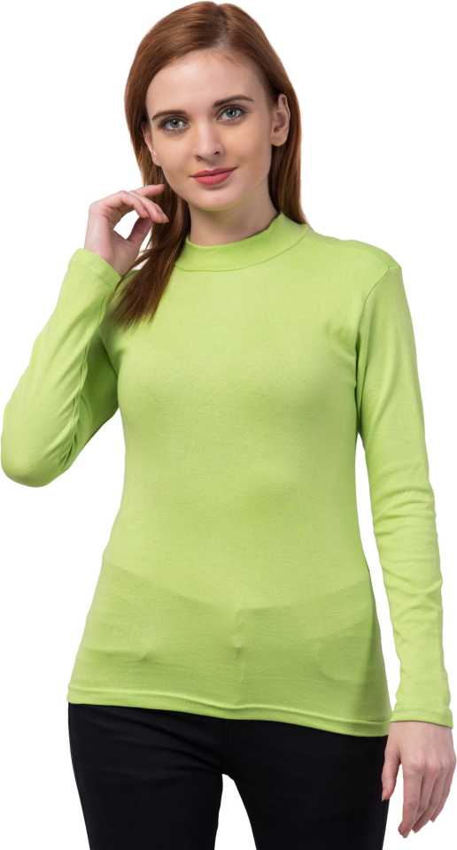 Whitewhale Casual Regular Sleeves Solid Wome Light Green Top