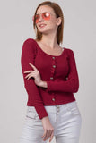 Whitewhale Casual Regular Sleeves Solid Women Maroon Top