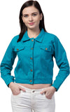 Whitewhale Full Sleeve Solid Women Denim Cool Blue Jacket
