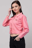 Whitewhale Full Sleeve Solid Women Denim Baby Pink Jacket