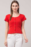 Whitewhale Casual Regular Sleeves Solid Women Red Top