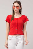 Whitewhale Casual Regular Sleeves Solid Women Red Top