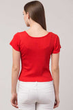 Whitewhale Casual Regular Sleeves Solid Women Red Top