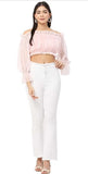 Whitewhale Casual Regular Sleeves Solid Women Light Pink Top