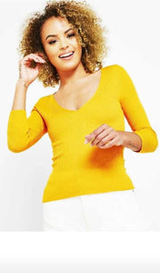 Whitewhale Casual Regular Sleeves Solid Women Yellow Top