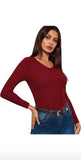 Whitewhale Casual Regular Sleeves Solid Women Maroon Top