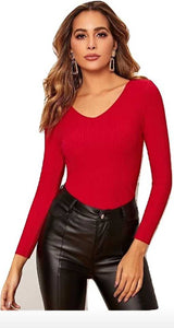 Whitewhale Casual Regular Sleeves Solid Women Red Top
