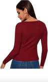 Whitewhale Casual Regular Sleeves Solid Women Maroon Top