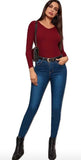 Whitewhale Casual Regular Sleeves Solid Women Maroon Top