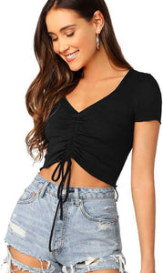 Whitewhale Casual Regular Sleeves Solid Women Black Top