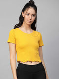 Whitewhale Casual Regular Sleeves Solid Women Yellow Top