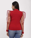 Whitewhale Casual Regular Sleeves Solid Women Red Top