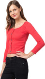 Whitewhale Casual Regular Sleeves Solid Women Red Top