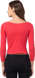 Whitewhale Casual Regular Sleeves Solid Women Red Top