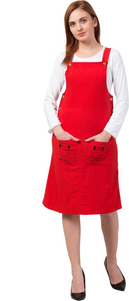 Whitewhale Women Red Dungaree