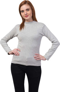 Whitewhale Casual Regular Sleeves Solid Wome Grey Top