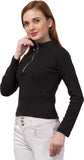 Whitewhale Casual Regular Sleeves Solid Women Black Top