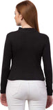Whitewhale Casual Regular Sleeves Solid Women Black Top